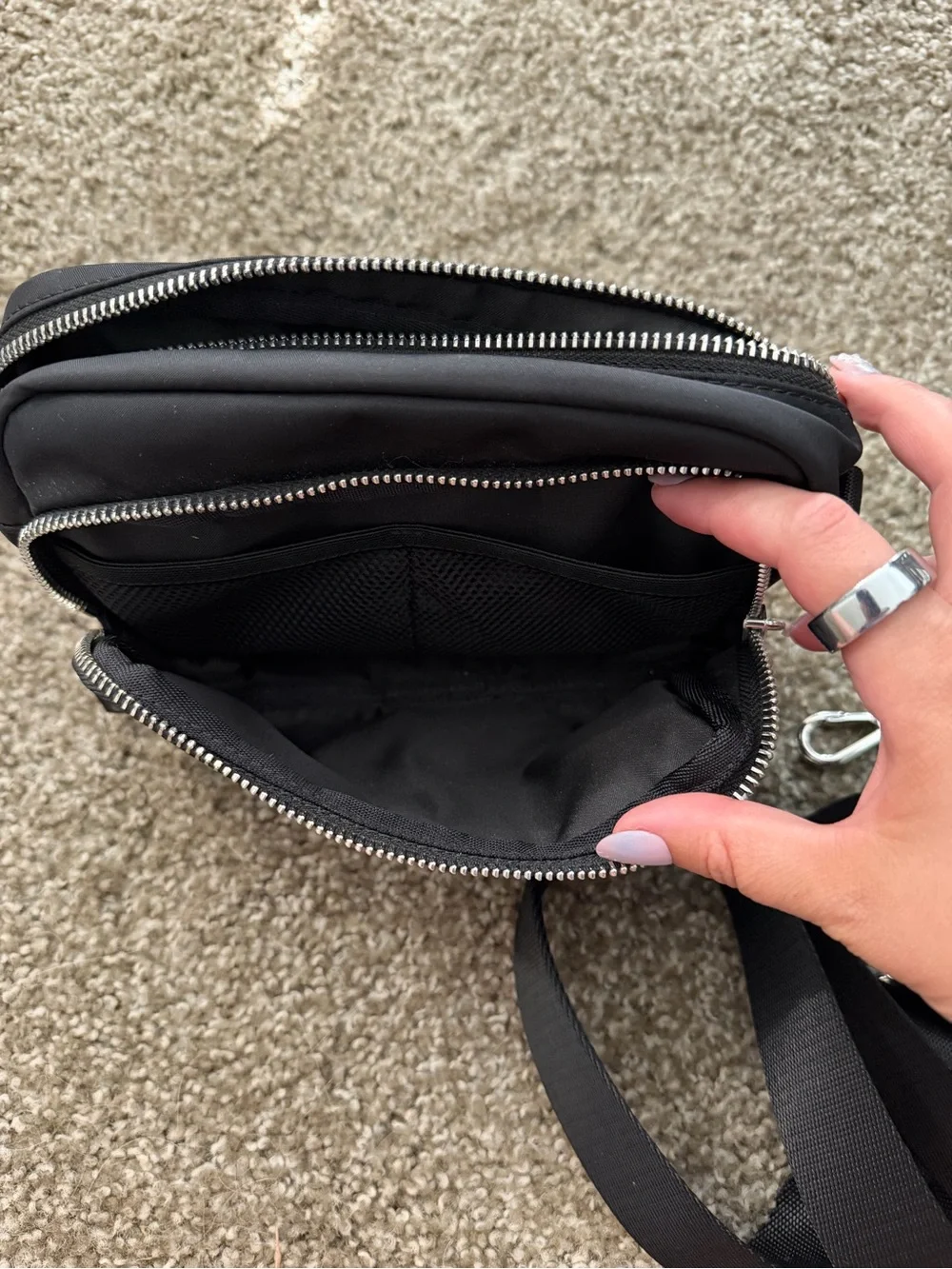 lululemon athletica Black Crossbody Bag with Silver Hardware